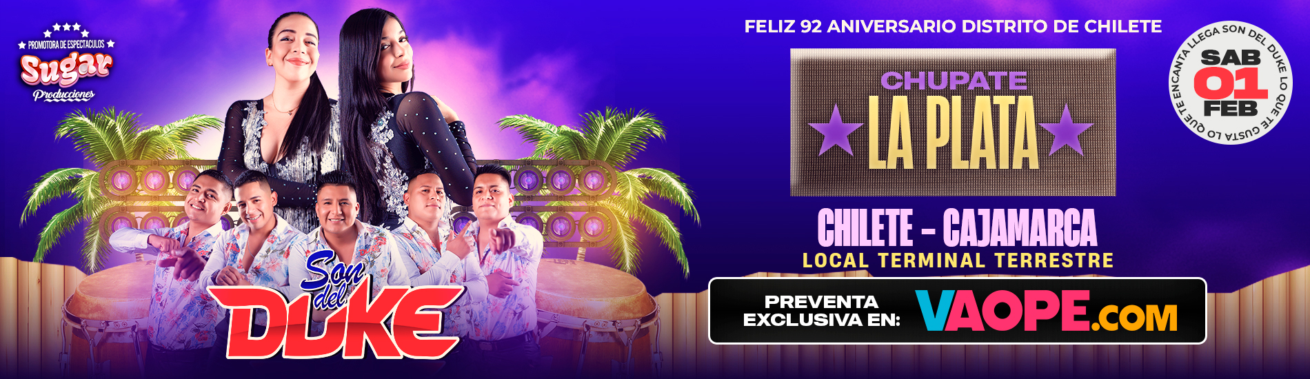 92° Aniversario del Distrito de Chilete con Son del Duke en el Terminal Terrestre